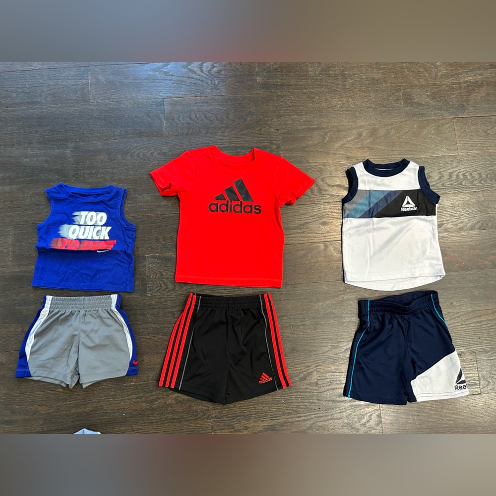 18 month boys athletic sets. ALL 3 sets one price. Look brand new